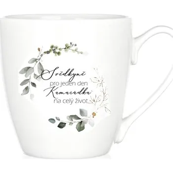Party dekorace Dárek pro svědkyni - keramický hrnek 300 ml - Svědkyně eukalyptus