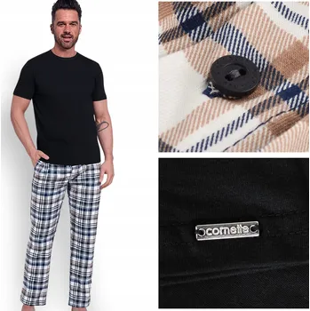 Pánské pyžamo Cornette Pánské pyžamo Bavlna Černé Bílé Velikost XXL