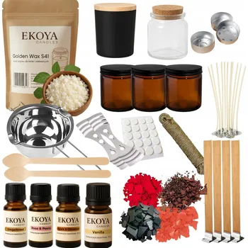 Výroba svíčky Sada na výrobu SVÍČEK, sójový vosk pro výrobu DIY svíček jako DÁREK, 51 dílů