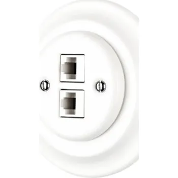 Elektrická zásuvka Porcelánová datová zásuvka Bohemia-Design K1-2CAT5EA 2x CAT.5E bílá