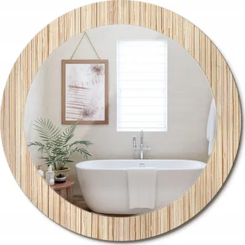 Zrcadlo Zrcadlo s potiskem do koupelny, kuchyně, předsíně, motiv Bambus a sláma, průměr 70 cm