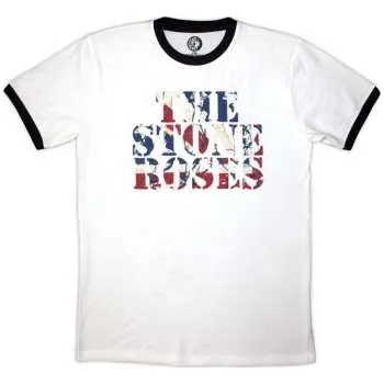 Zahraniční hudba Merch The Stone Roses: The Stone Roses Unisex Ringer T-shirt: 2013 Tour Ringer (white) (back Print) (medium) M
