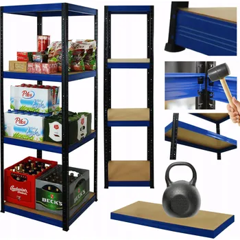 Dílenský regál Kovový regál do skladu, garáže, stojan HELIOS 180x60x60cm, 4 police, nosnost 175kg na polici PL