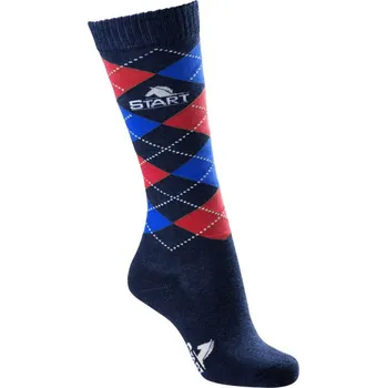 Pánské ponožky START Jezdecké podkolenky Check XL MODRÁ|ČERVENÁ