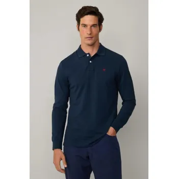 Pánská košile POLOKOŠILE HACKETT LONDON SLIM FIT LOGO LS NAVY