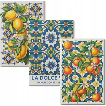 Obraz Vícedílný Obraz Na Plátně Citrusy barevné abstrakce 3x 20x30 cm