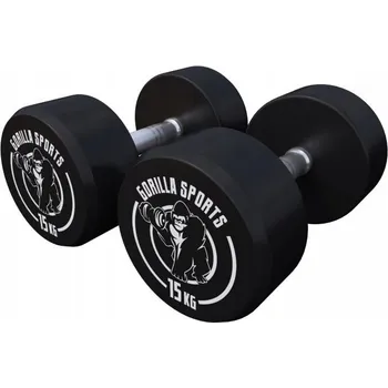 Potažené/pogumované činky s pevnou váhou Gorilla Sports 2x 15 kg