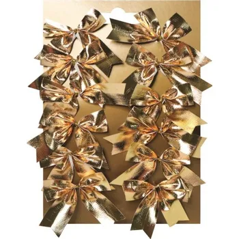 Vánoční dekorace Textilní mašle na platíčku - zlatá - 5 cm - 12 ks - 18028