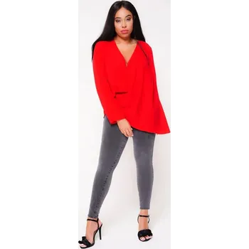 Dámská halenka UNIQUE21 ČERVENÁ HALENKA S DLOUHÝM RUKÁVEM (38)