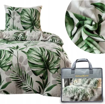 Povlečení Povlečení 140x200 2dílné z mikrovlákna PLUSHOVÉ zimní medvídek sada MARTINO listy