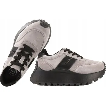 Dámské polobotky FILIPPO DP6785 DÁMSKÉ POLOBOTKY SNEAKERS NA PLATFORMĚ KOŽENÉ šedé 38 Š