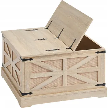 Konferenční stolek Konferenční stolek 80x80x46 cm, obdélníkový, imitace ratanu, snadná montáž a čištění