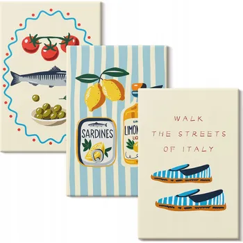 Obraz Sada obrazů na zeď Italské chutě životní styl 3x 40x60 cm