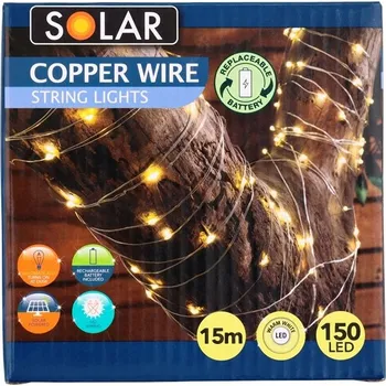 Venkovní osvětlení SOLÁRNÍ SVĚTÝLKA DRÁTEK 150 LED NA BALKON TERASU 15m 150 LED