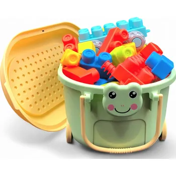 ostatní stavebnice STAVEBNÍ STAVEBNICE VELKÁ SADA BLOKU V KRABIČCE NA KOLEČKÁCH ŽÁBA 93 DÍLŮ