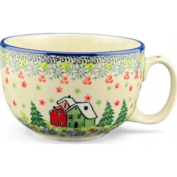 Velký Šálek 350 ml UNIKÁT Dekorativní domečky U5037 Keramika Bolesławiec