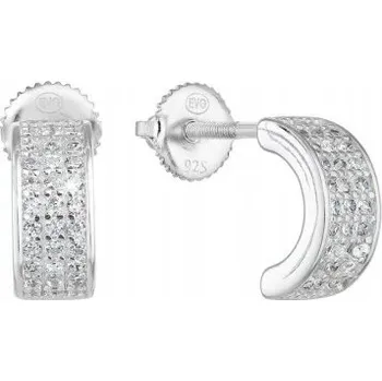 Náušnice Stříbrné ušnice pecka zirkonem bílý půlkruh