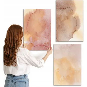 Obraz Sada obrazů na zeď Galerie Teplé akvarely barevné textury 3x 40x60 cm