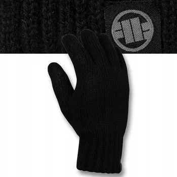 Rukavice Zimní rukavice Pitbull s logem, pětiprsté, zateplené, teplé