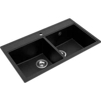 Granitový dřez Dvoukomorový dřez Milo METRO granit černý
