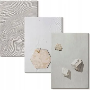 Obraz Sada obrazů do ložnice, světlé pískové textury, boho styl, 3x 20x30 cm