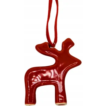 Vánoční dekorace Keramická závěsná ozdoba sob červený 5,5×1,5×6 cm - vánoční dekorace