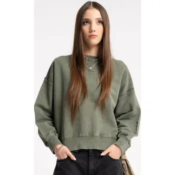 Dívčí mikina Reporter Young | Dívčí mikina BOXY v khaki barvě bez kapuce s efektem praní - Barva KHAKI, Velikost 158 253-0550G-10-550-1