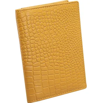Peněženka Tenká kožená peněženka RFID na doklady k bundě (žlutá, Croco) - KUK-82CRYLW