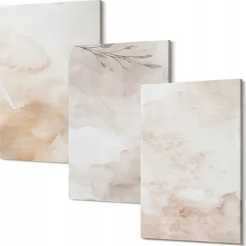 Obraz Triptych na plátně do obýváku Akvarelové listy pastelové 30x20 cm