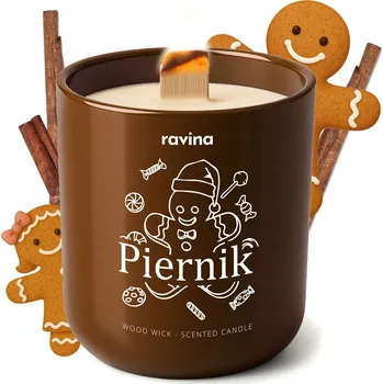 Svíčka Ravina Sójová vonná svíčka 175g dřevěný knot Perník