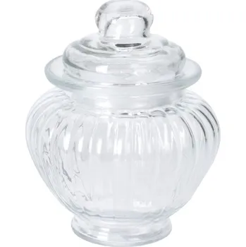 Sklenice ZAVAŘOVACÍ SKLENICE NA SLADKOSTI NA SUŠENKY SKLENĚNÁ ŽEBROVANÁ SKLENICE S VÍČKEM 310 ML