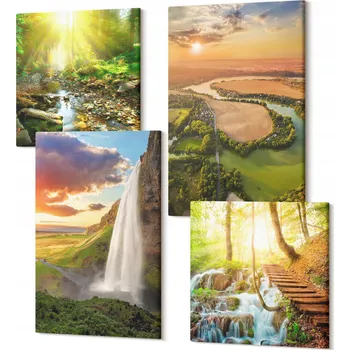 Obraz Dekorativní Sada Obrazů Tištěných na Plátně Vodopád hory pomeranče
