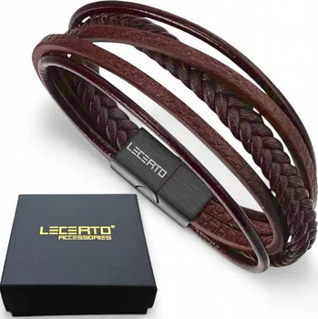 Náramek LECERTO PÁNSKÝ KOŽENÝ PLETENÝ NÁRAMEK PREMIUM - ŘEMÍNEK Z PRAVÉ KŮŽE