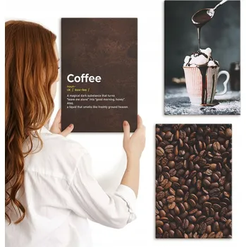 Obraz Sada obrazů na plátně Nápoj šlehačka káva 3x 20x30 cm