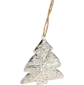 Vánoce Závěsný kovový stromek - stříbrný - 6 ks - 8885546