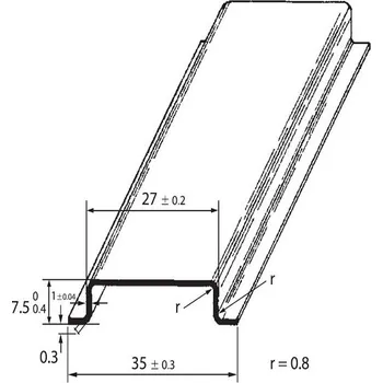 Rozvaděč Schmachtl PR-TS 35 1m DIN-lišta 35x7,5 - neděrovaná, pasivovaná