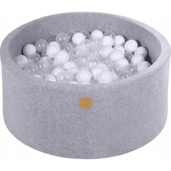 Suchý bazén Suchý bazének pro děti 90x40 cm s 300 míčky, velurový, světle šedý MeowBaby