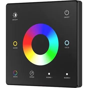 Ovladač světel Dotykový jednozónový ovladač RGB+CTA na stěnu černý (CR2032 baterie)