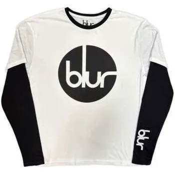 Zahraniční hudba Merch Blur: Blur Unisex Layered Long Sleeve T-shirt: Circle Logo (black & White) (sleeve Print) (x-large) XL