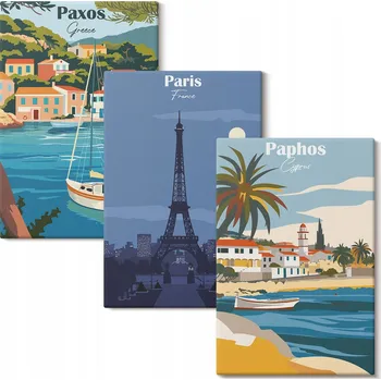 Obraz Sada obrazů na zeď Motivy přímořských měst a architektury 3x 40x60 cm