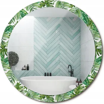 Zrcadlo Zrcadlo s potiskem do koupelny, kuchyně, předsíně, listy džungle, průměr 100 cm