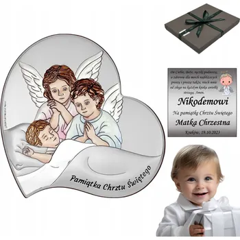 Obraz Stříbrný obrázek srdíčko Beltrami andělíčci 7x7 cm