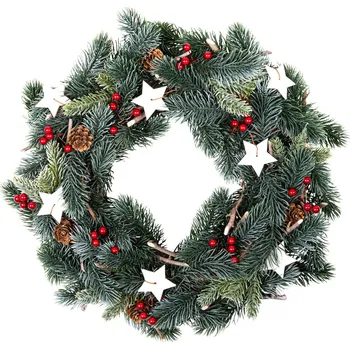 umělá květina Haushalt international Vánoční věnec Bílé hvězdy 35 x 35 cm Zelená