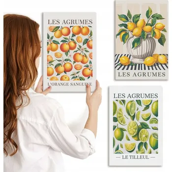 Obraz Sada obrazů na plátně Citrusy v barevných provedeních 3x 20x30 cm