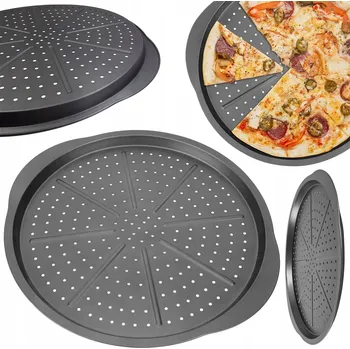 Plech na pečení Plech na pizzu DomoweHity24 36 x 38,5 cm, průměr 33 cm