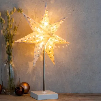 Vánoční dekorace Haushalt international Papírová stolní lampa Hvězda s časovačem, 35 cm 492407