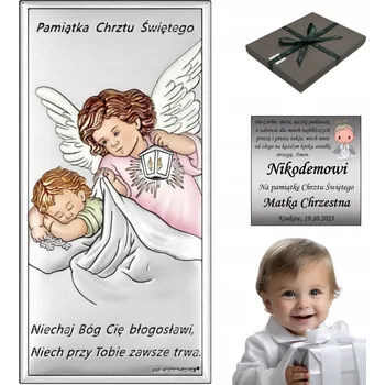 Obraz STŘÍBRNÝ OBRÁZEK ANDÍLEK DÁREK KE KŘTINÁM SVATÉHO