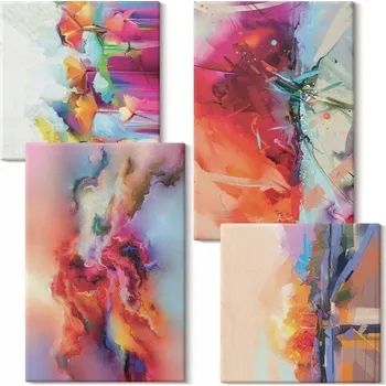 Obraz Sada obrazů na plátně Barevné abstrakce - 4 kusy