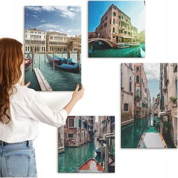 Obraz Sada obrazů na plátně Benátky kanály architektura 4 kusy