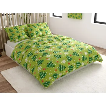 Povlečení Mikroflanelové povlečení CHRISTMAS TREE zelené Rozměr povlečení: 2 ks 70 x 90 cm | 200 x 220 cm